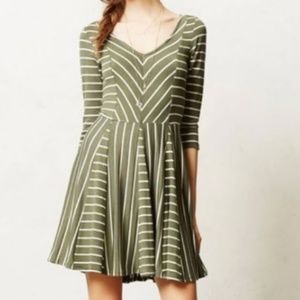 Anthropologie Green Striped Dress